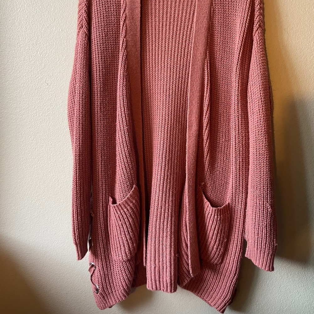 Blush cardigan with lace up side